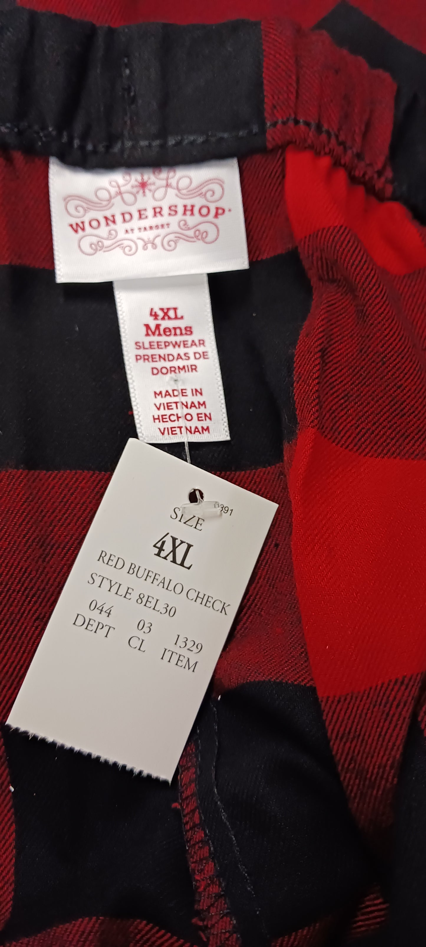Men Pajama Set Color Red/Blk. Color Block Plaid Size 4XL Big Men "New Arrival"