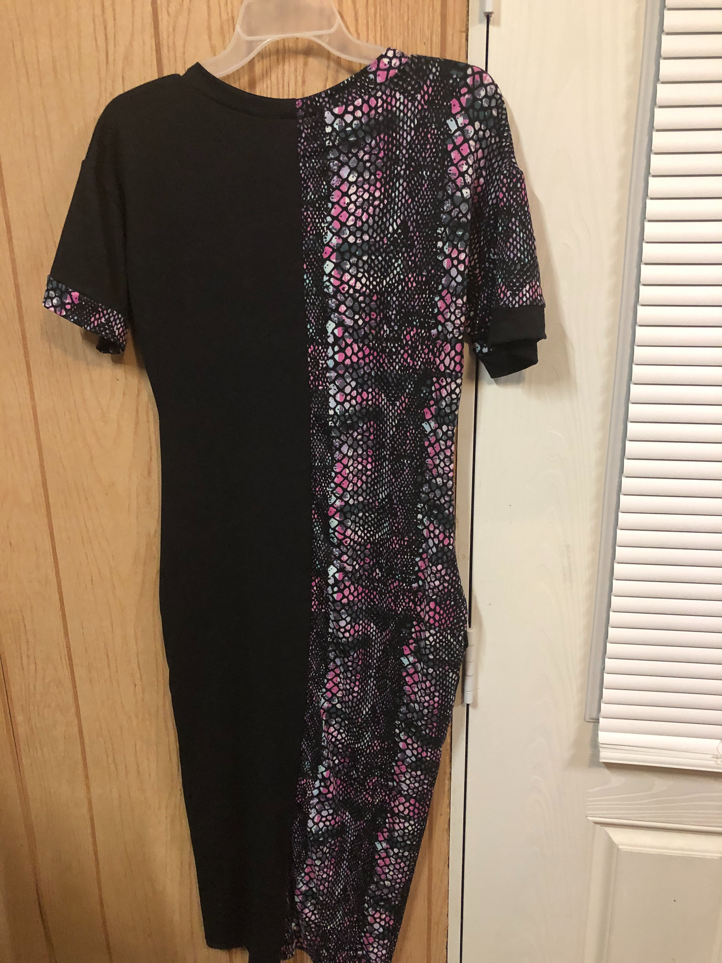 Woman Half and Half Pencil Snake Print Dress Size L