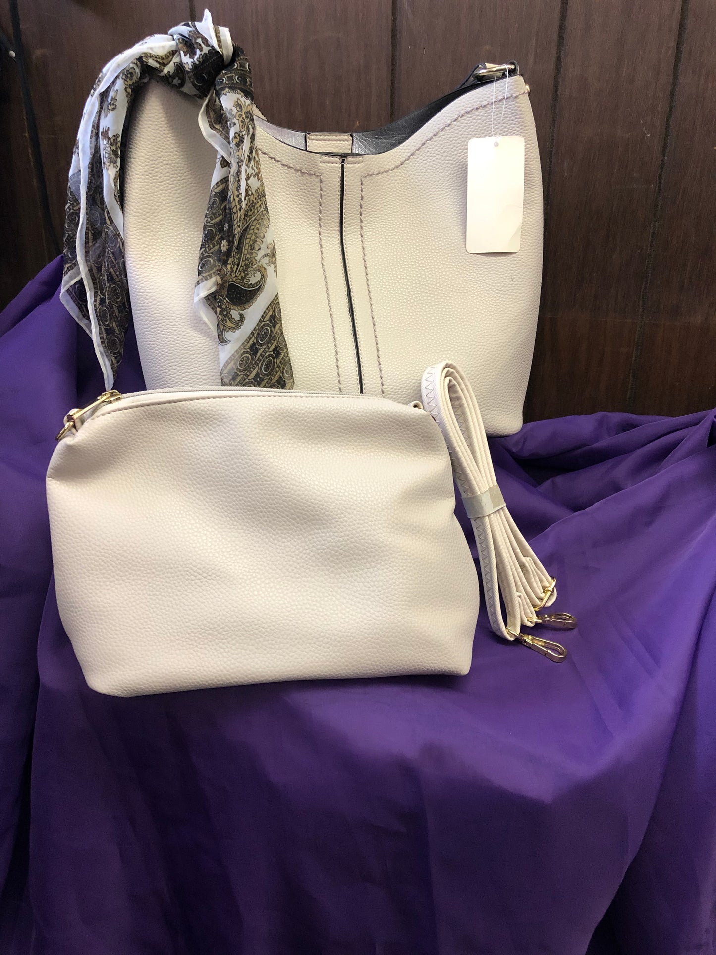 Womans 2 In-1 Fashion Crossbody Bag Color Cream