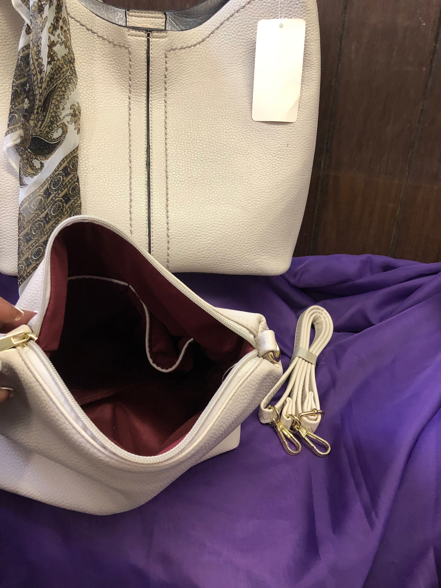 Womans 2 In-1 Fashion Crossbody Bag Color Cream