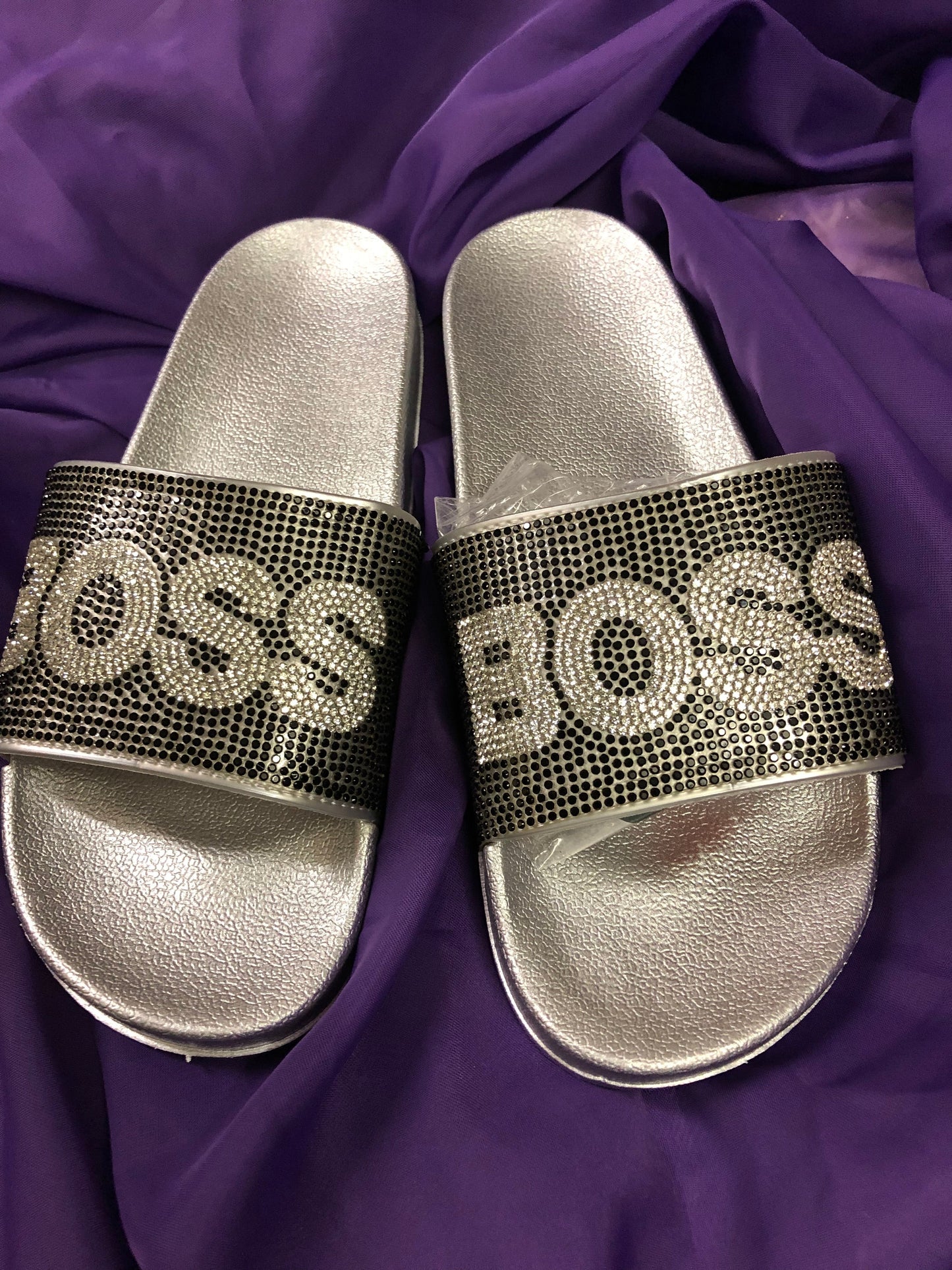 Womans Fashion Rinestone Bling Glitter Slides Size 9