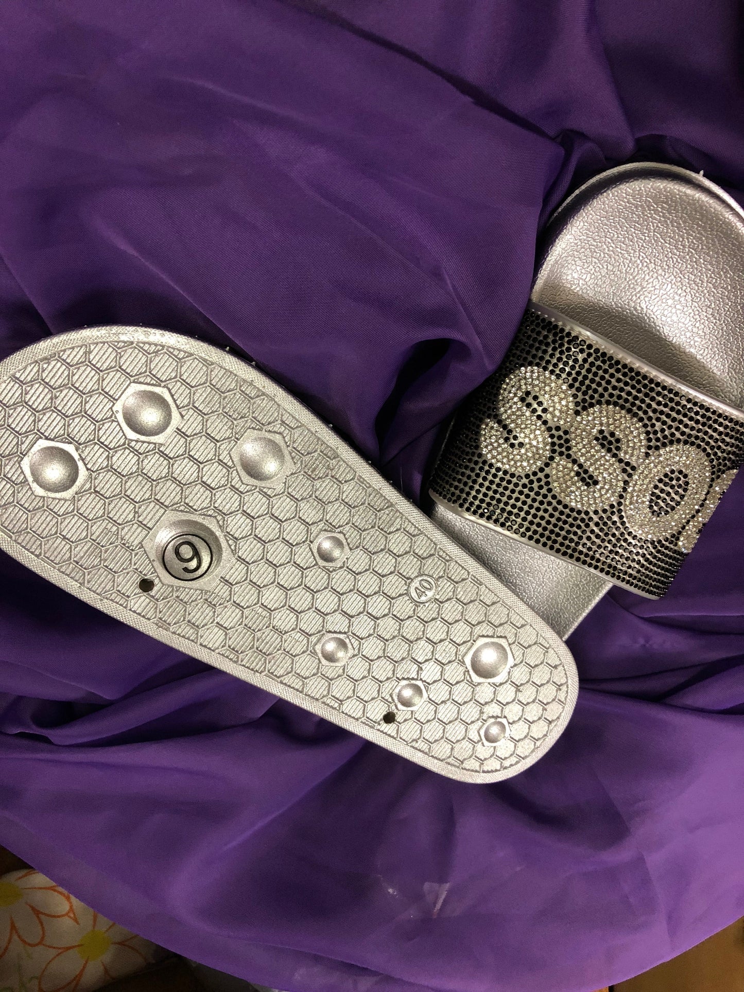 Womans Fashion Rinestone Bling Glitter Slides Size 9