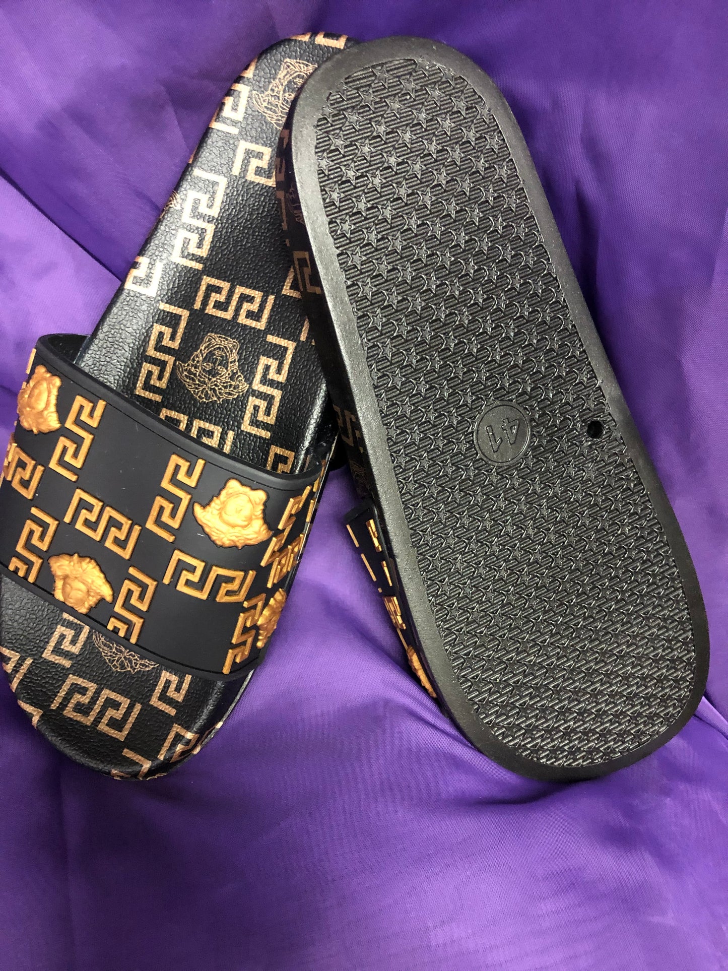 Woman Unisex Designer Slides Size 10 Color Brown