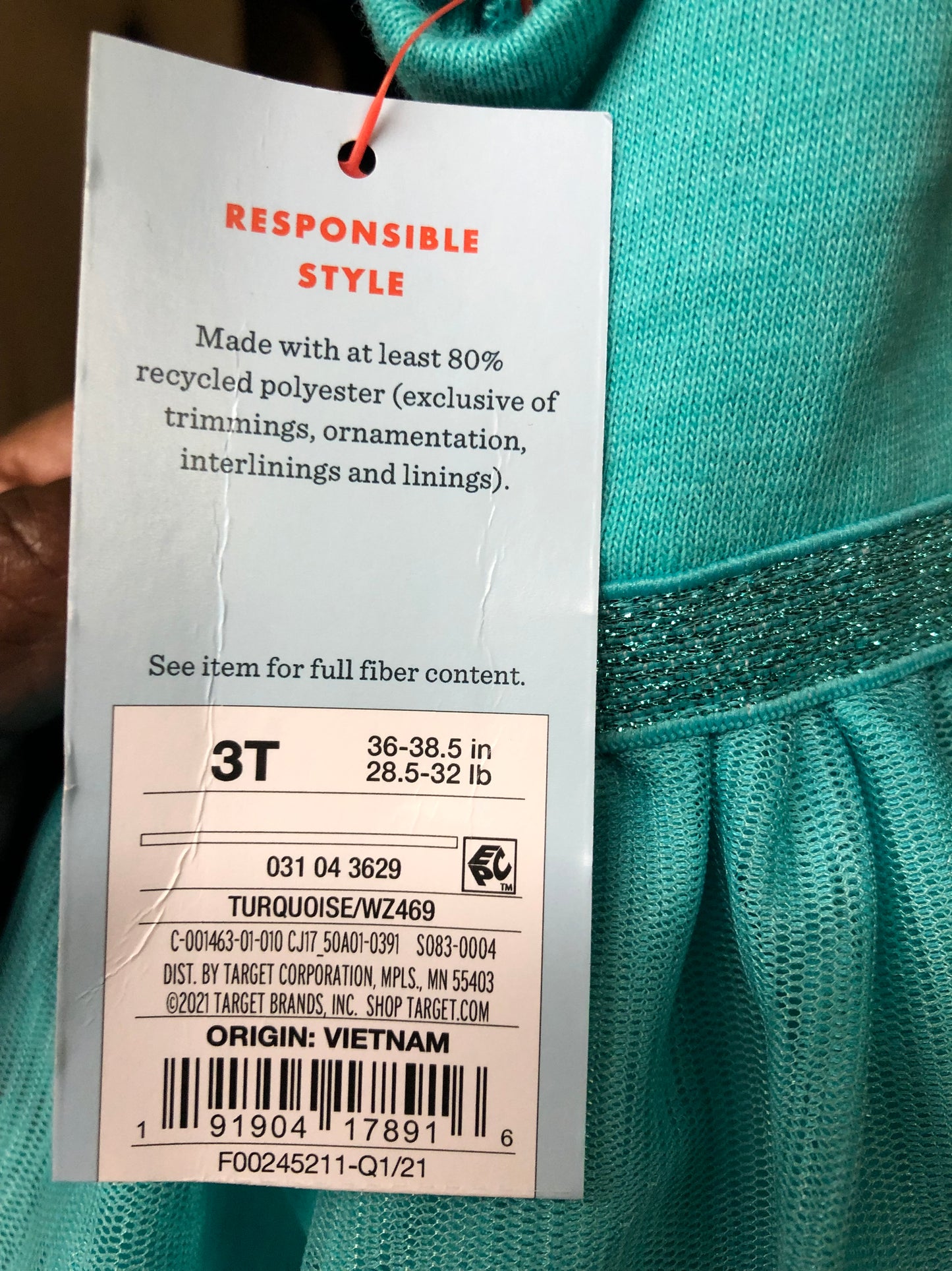 Girls Size 3T Razor Back Sun Dress Color Teal Green