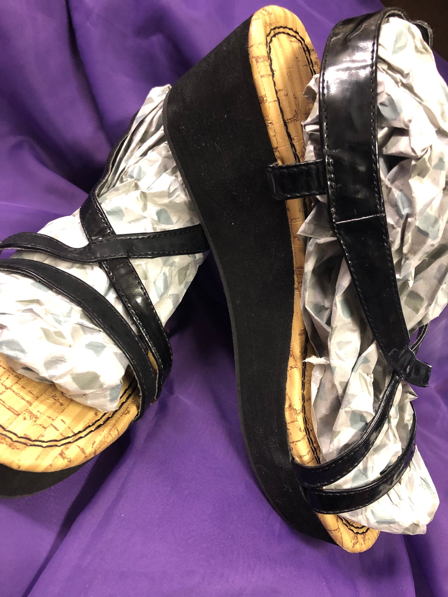 Woman Wedge Platform Sandal Color Black Size 8 "On SALE" SOLD