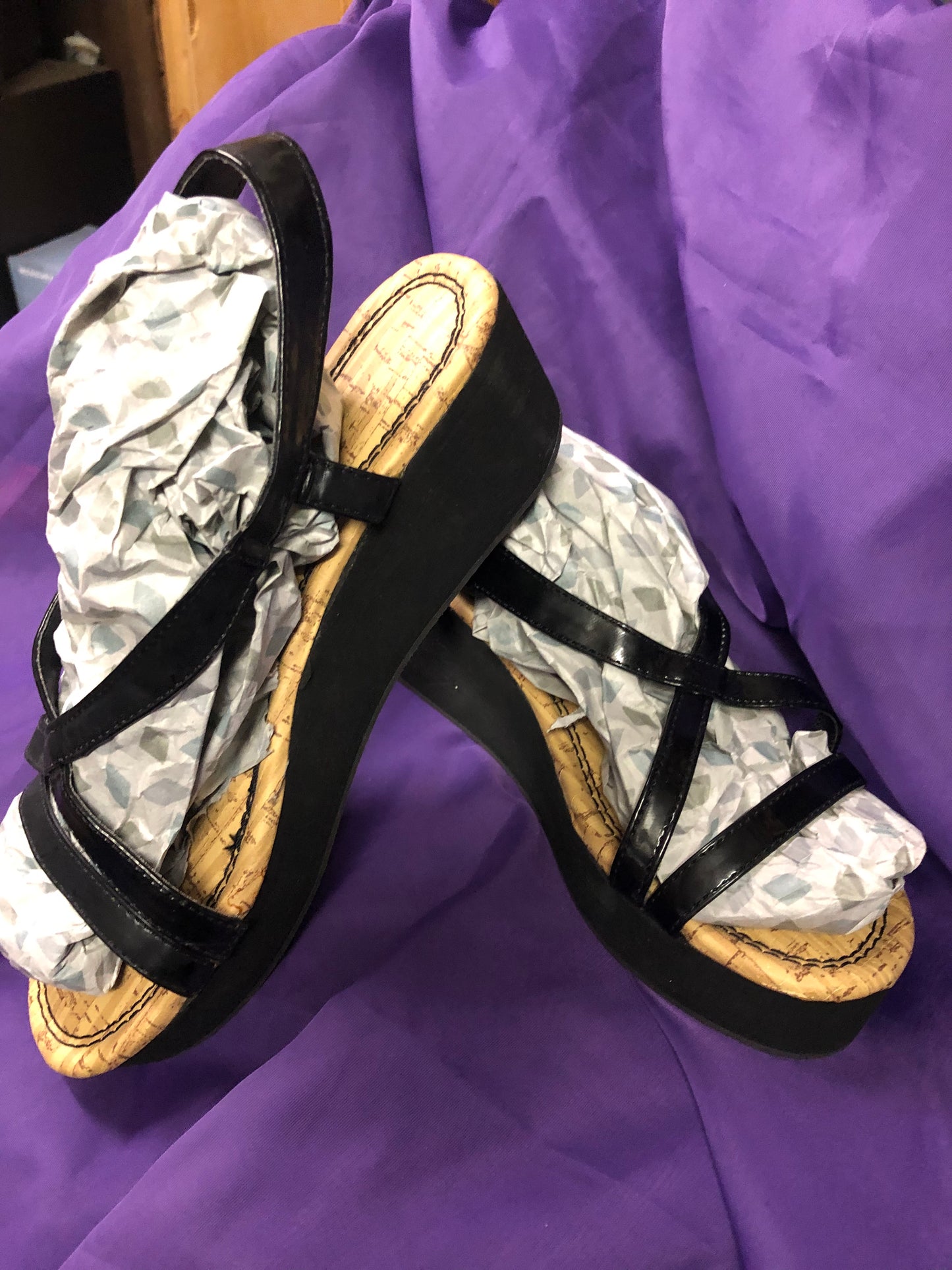 Woman Wedge Platform Sandal Color Black Size 8 "On SALE" SOLD