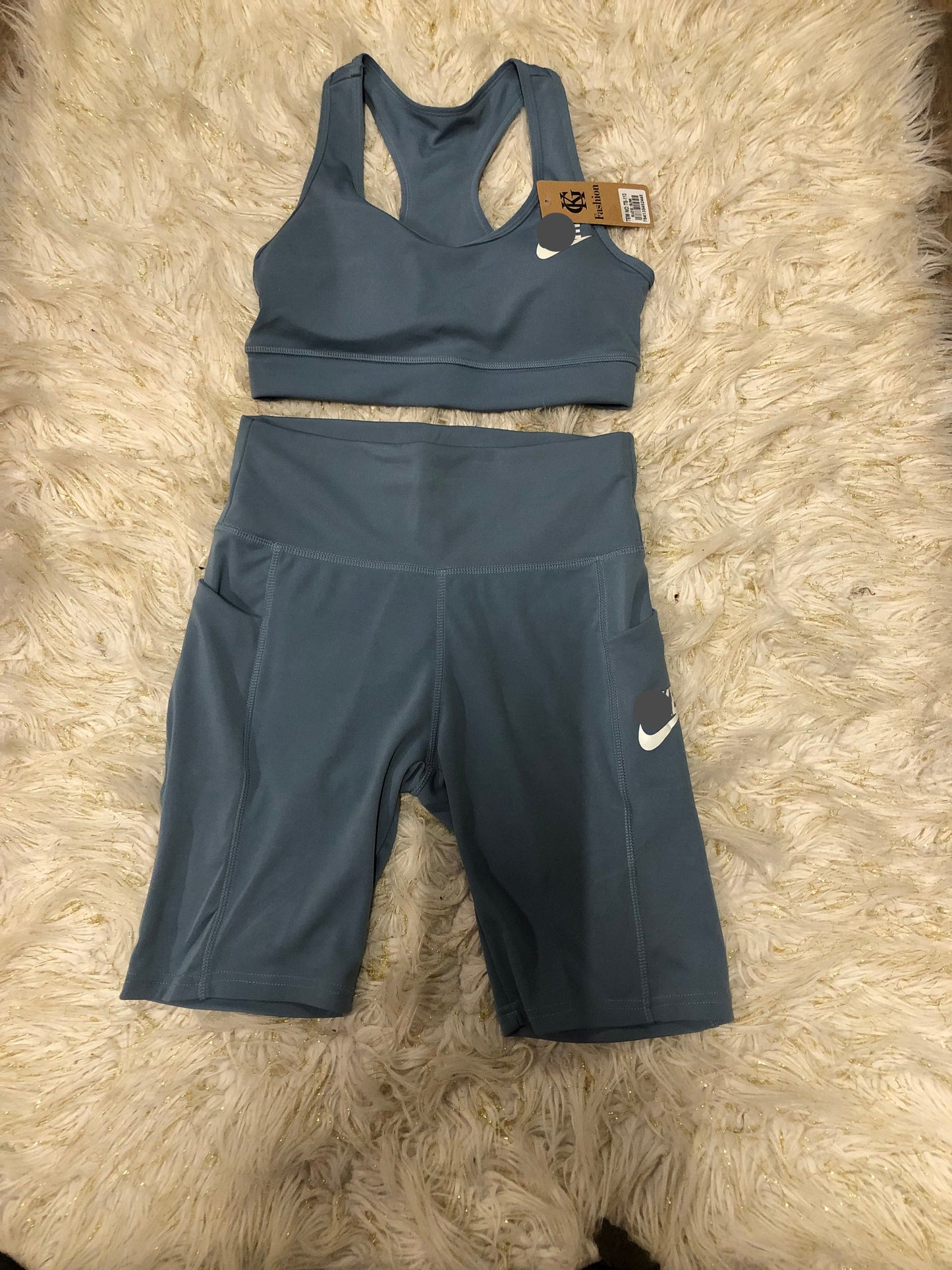Woman Nike 2Pc Racer Back Biker Short Set Size S/M