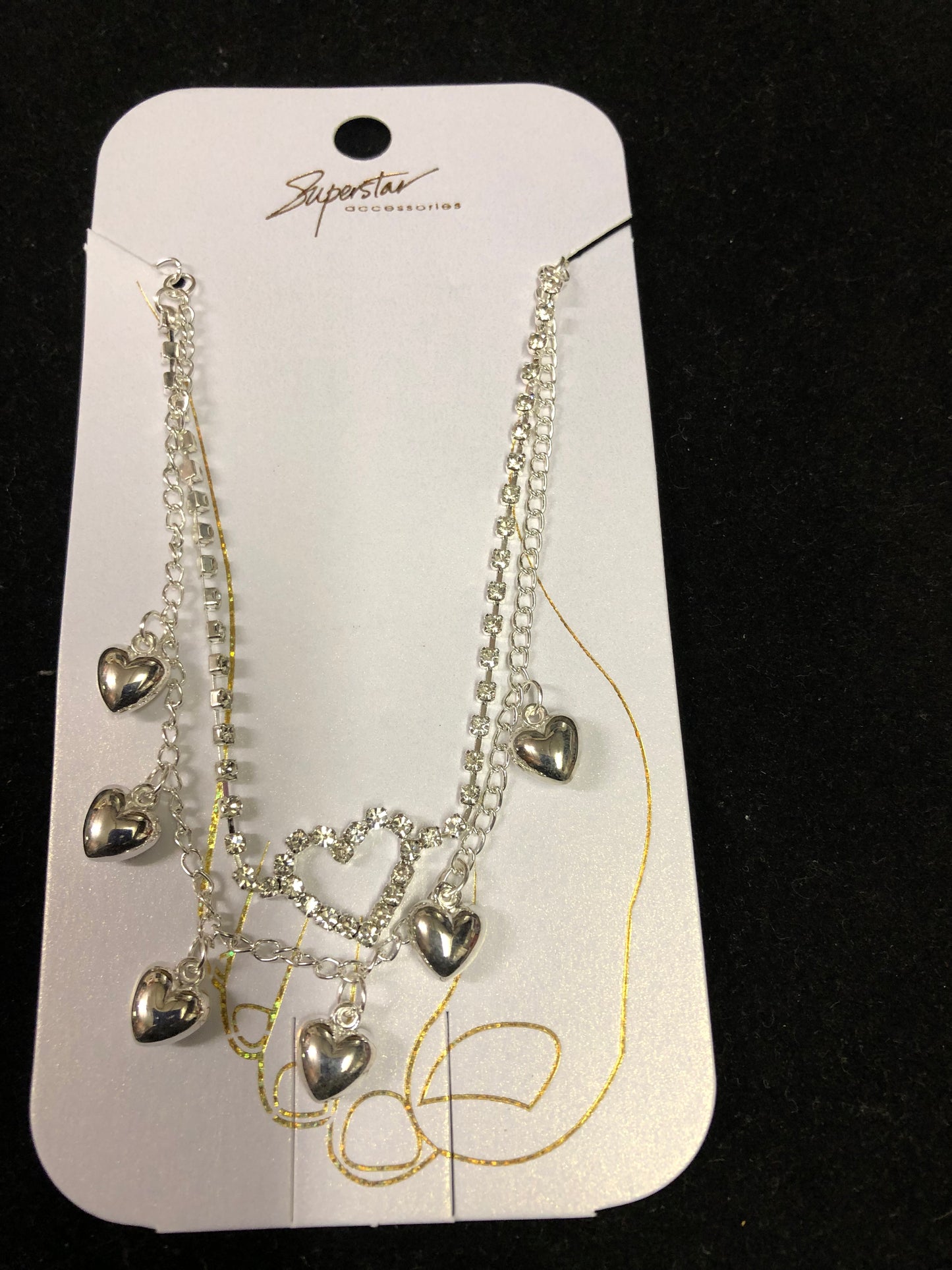 Fashion Two Strand Bling Out Heart Anklet In Colors Silver And Gold "New Arrilal"