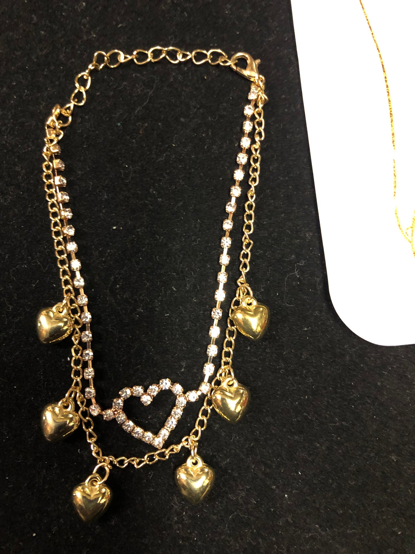 Fashion Two Strand Bling Out Heart Anklet In Colors Silver And Gold "New Arrilal"