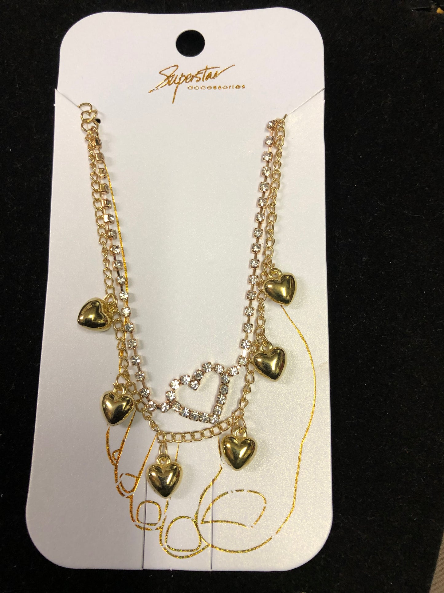 Fashion Two Strand Bling Out Heart Anklet In Colors Silver And Gold "New Arrilal"