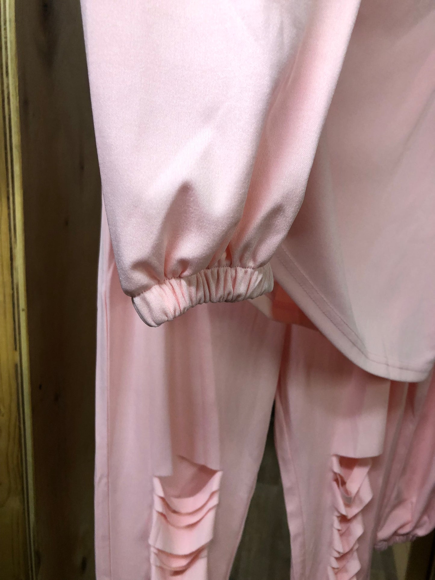 Woman 2 Piece Distress Jogger Outfit Color Pale Pink Size M "New Fall Arrival"