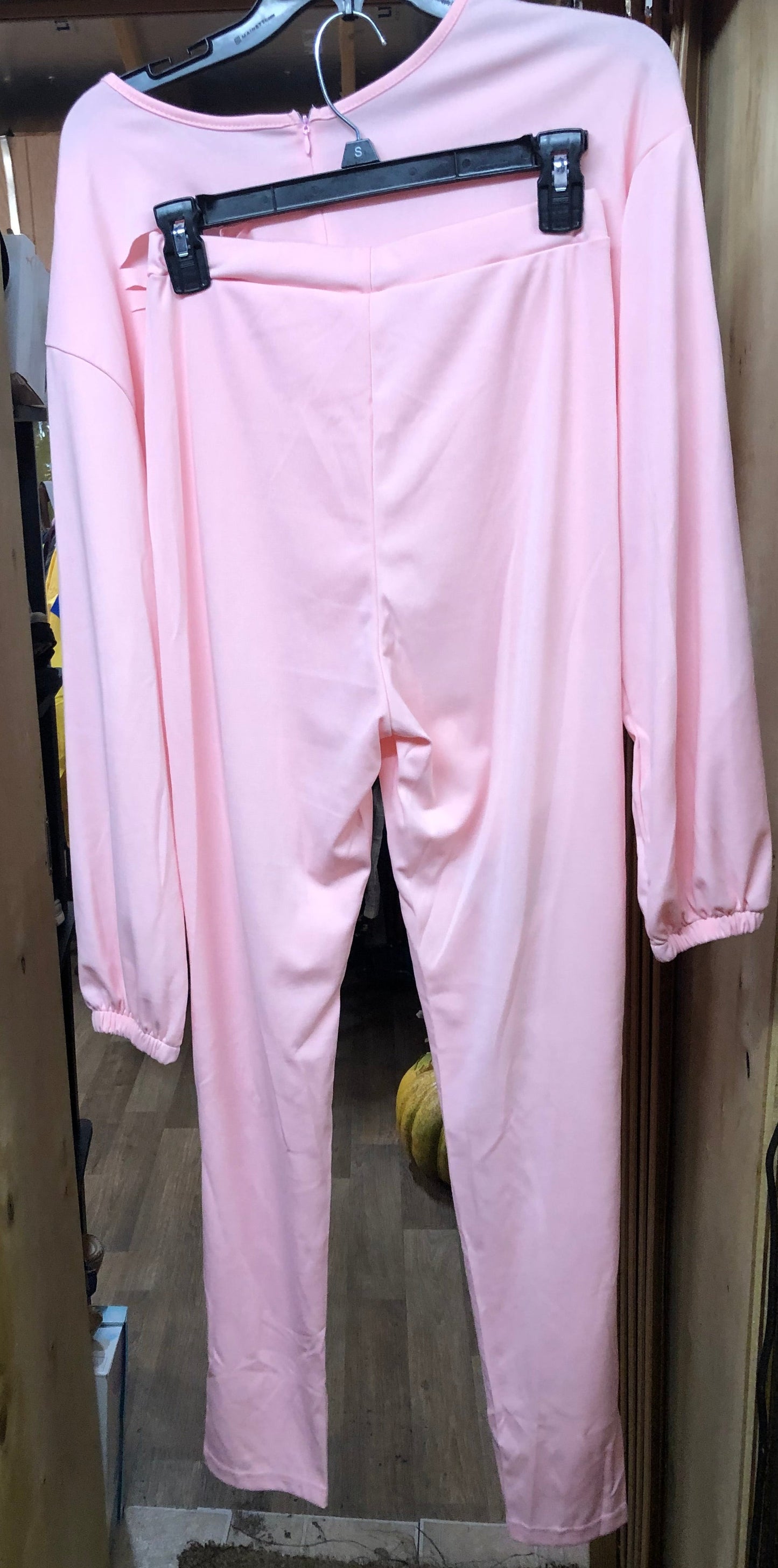 Woman 2 Piece Distress Jogger Outfit Color Pale Pink Size M "New Fall Arrival"