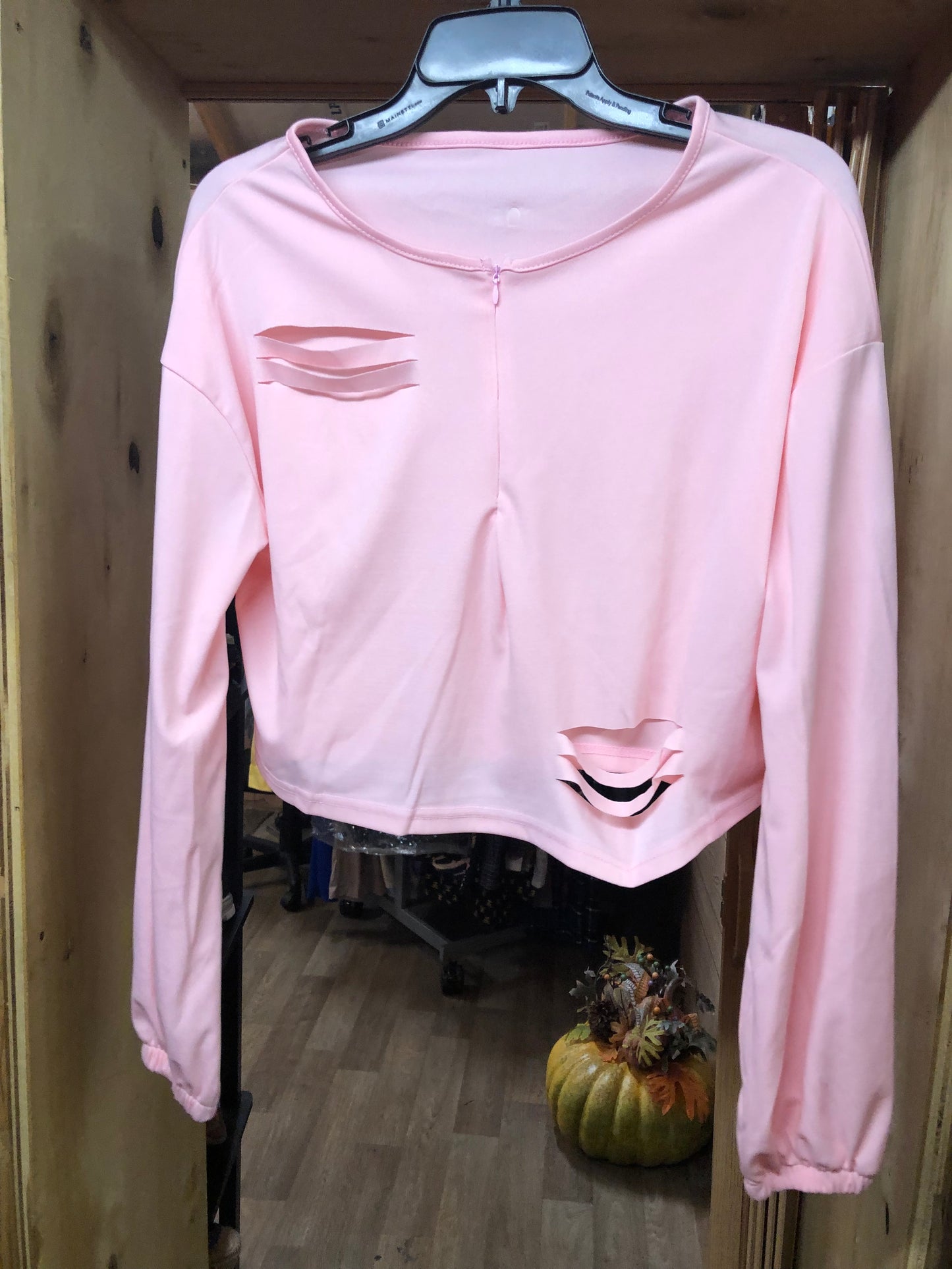 Woman 2 Piece Distress Jogger Outfit Color Pale Pink Size M "New Fall Arrival"