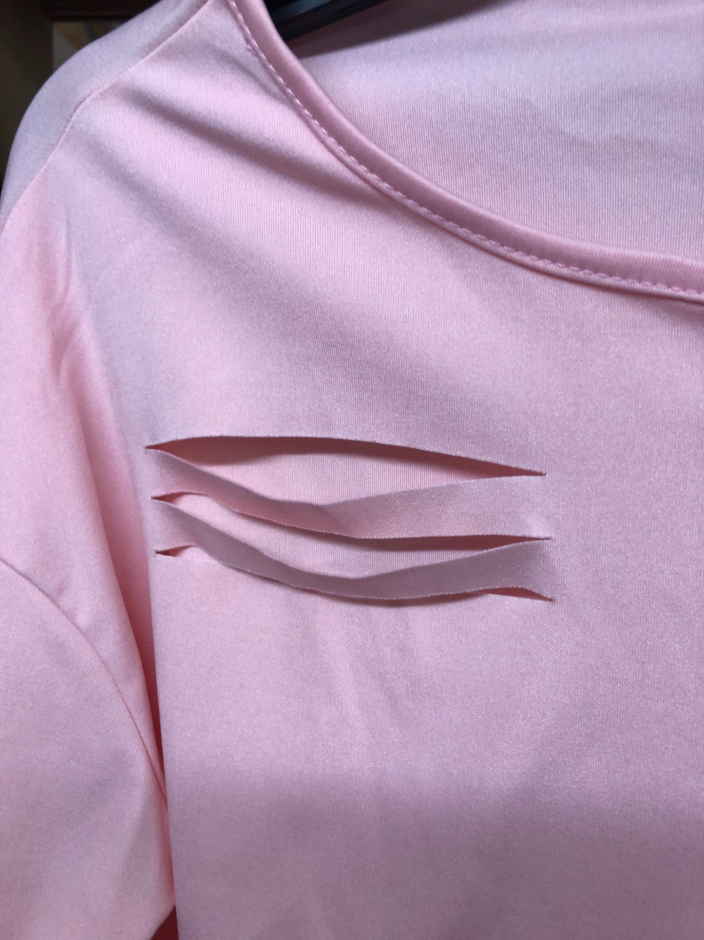 Woman 2 Piece Distress Jogger Outfit Color Pale Pink Size M "New Fall Arrival"