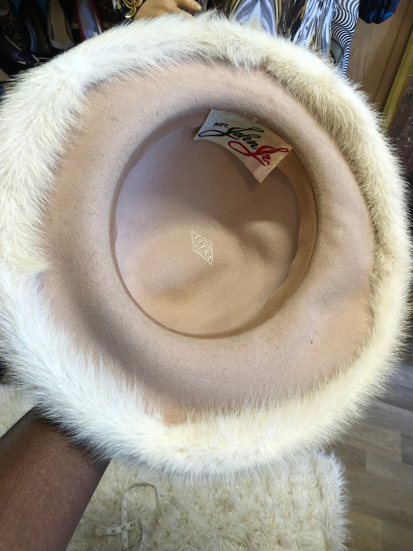 Woman Glamorous Wide Brim 100% Ultra Wool Mink Trim Hat By: Mr. John Jr. "New Fall Arrival"