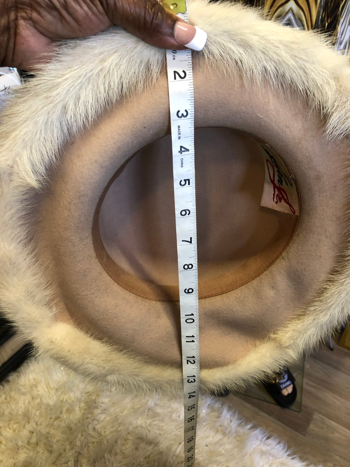 Woman Glamorous Wide Brim 100% Ultra Wool Mink Trim Hat By: Mr. John Jr. "New Fall Arrival"