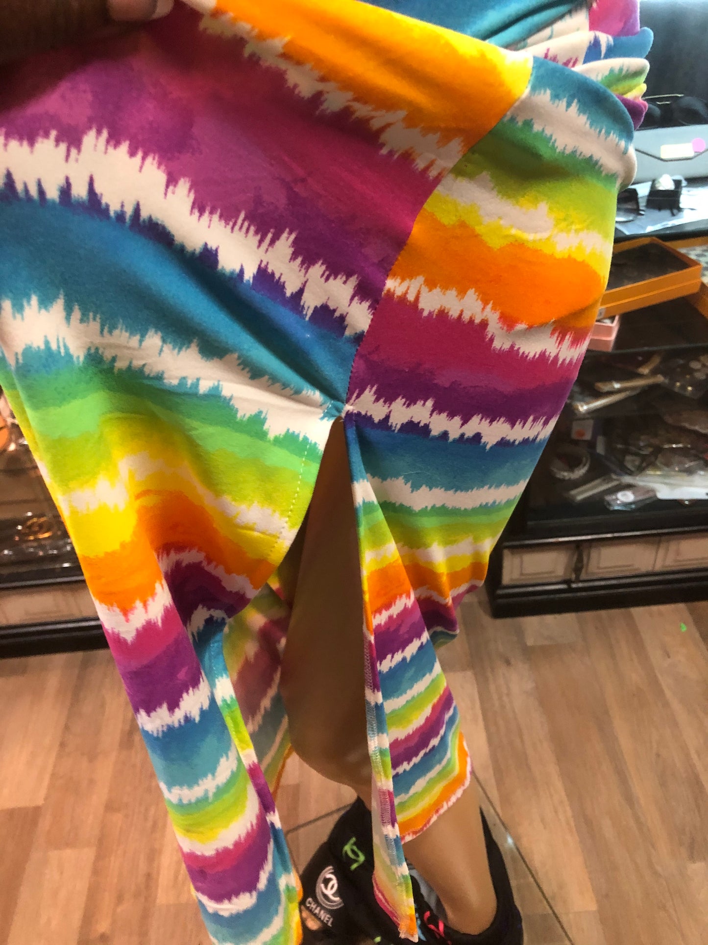 Fashion Razor Back Tie DyeMulti Color Dress