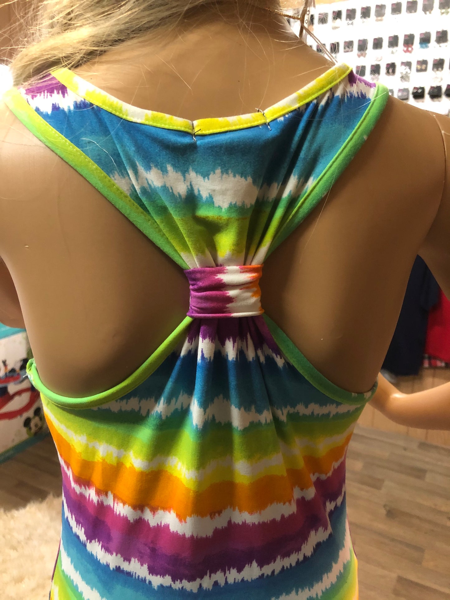 Fashion Razor Back Tie DyeMulti Color Dress