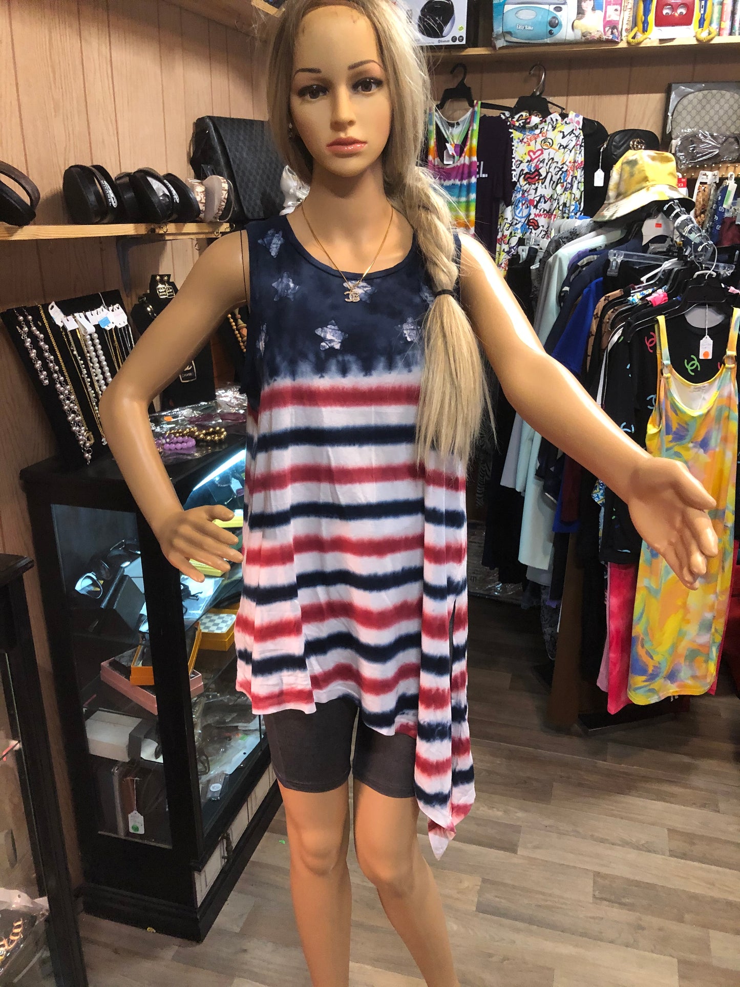 Fashion Multi Color Top With Drop Side. Size L/G