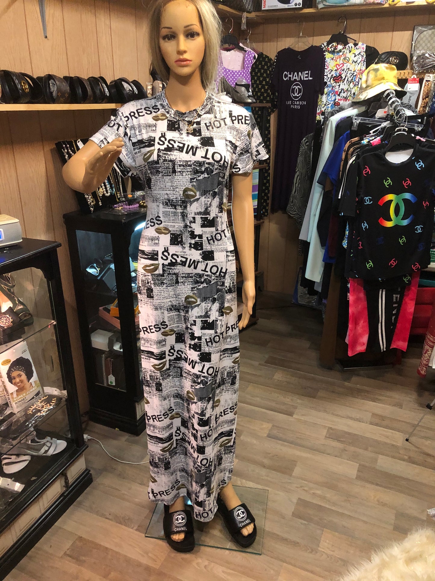 Fashion JR Dress News Color Multi News Paper Design
