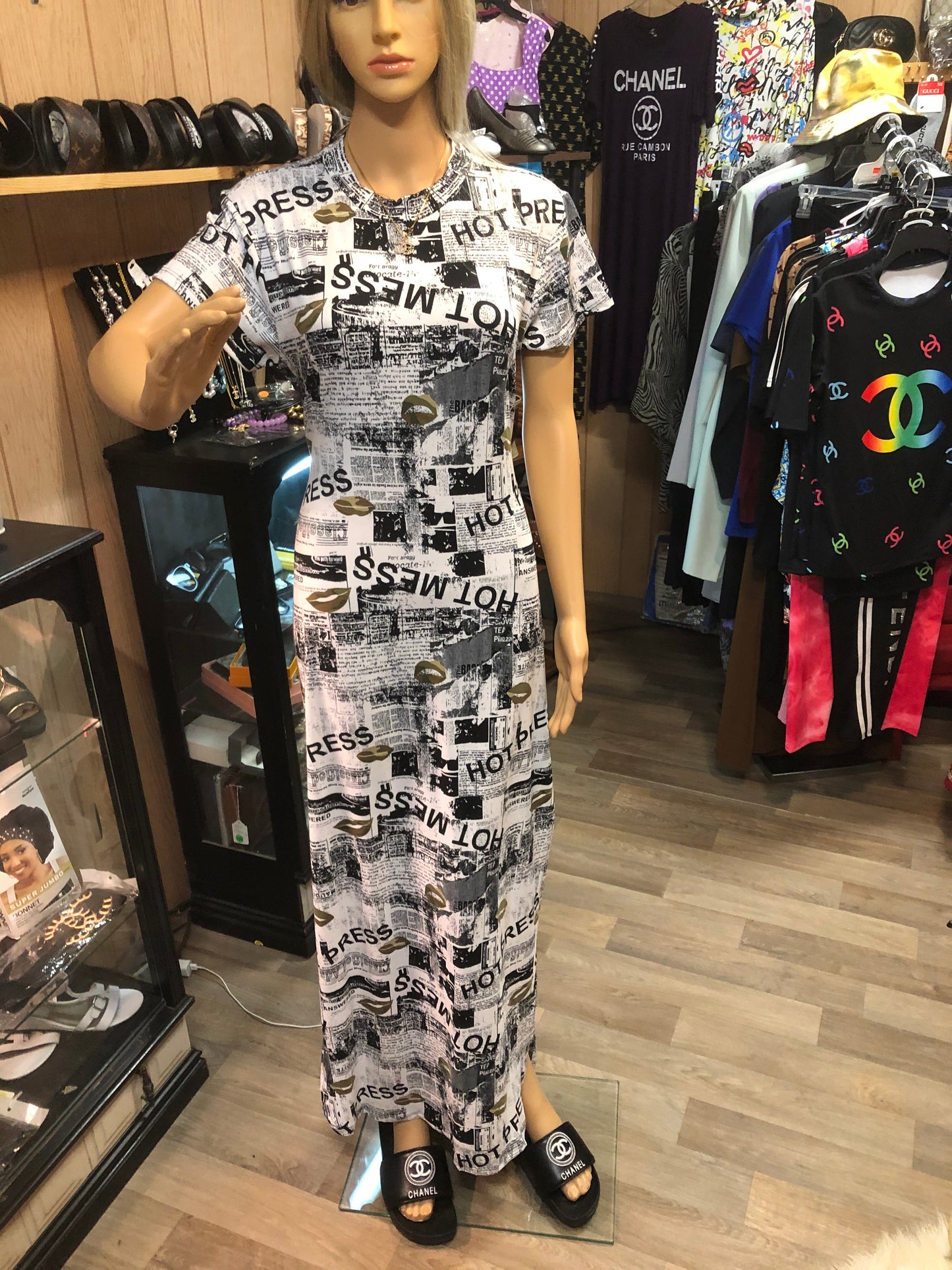 Fashion JR Dress News Color Multi News Paper Design