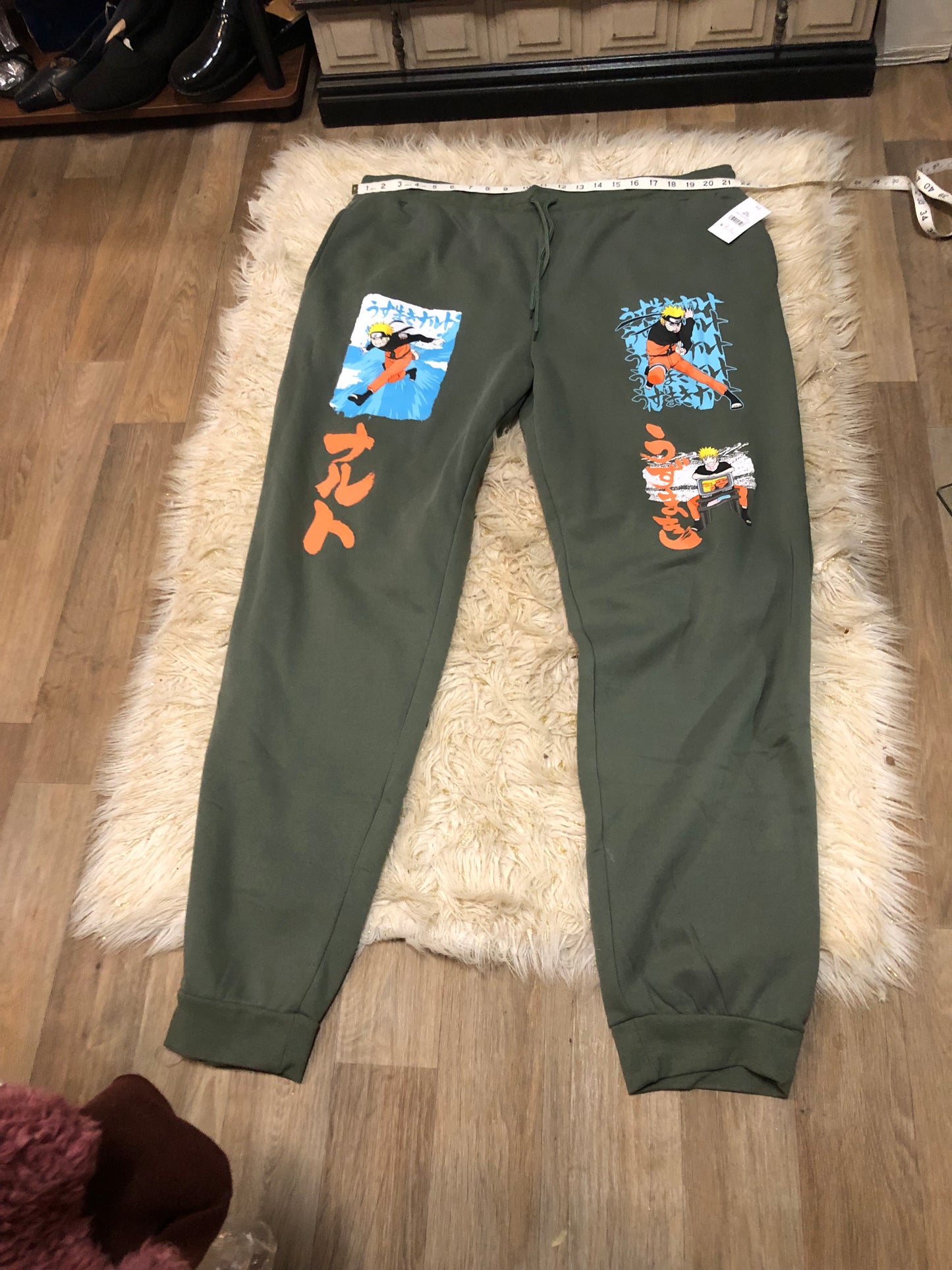Men Solid Jogger Animation Logo Pants Size 3XL(48/50) By: Naruto "New Arrival"