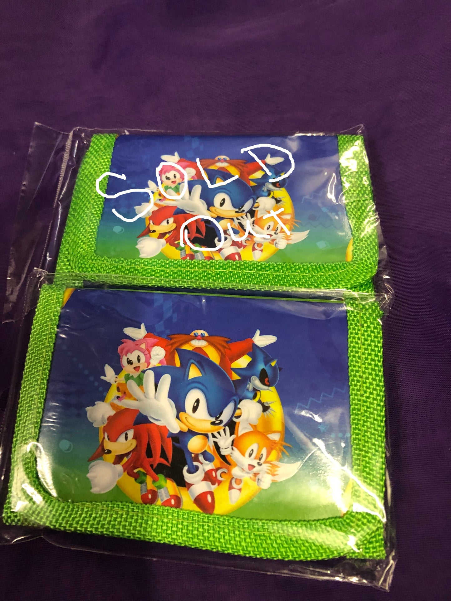 Kids Sonic Wallets "New Arrival" Colors; Sky Blue,Yellow, And Green @ 15.00 Ea.