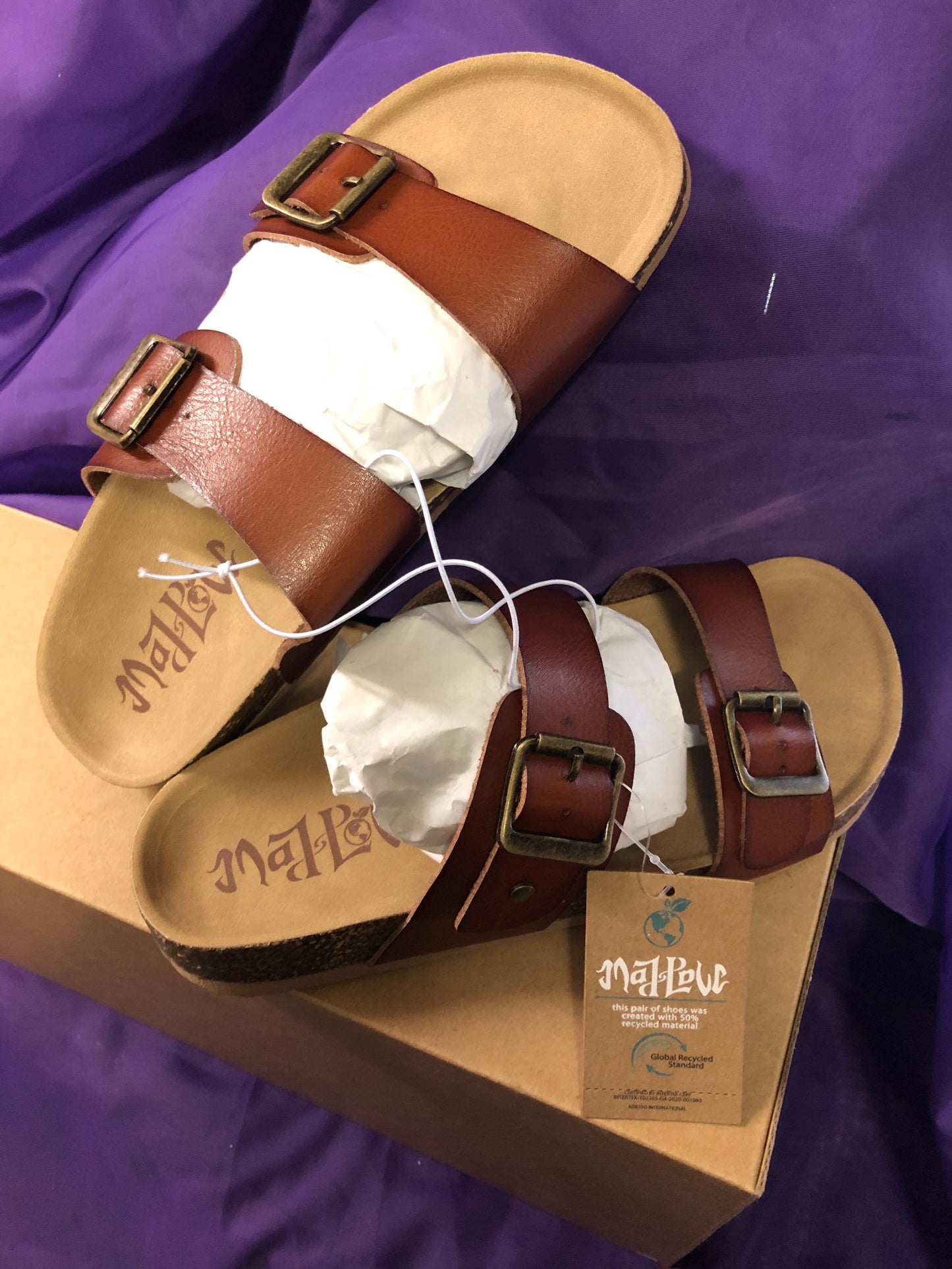 Woman Platform Slide Sandal Size 6 Color: Cognac