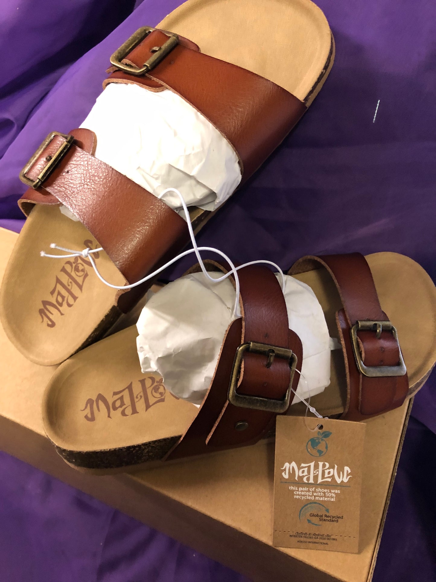 Woman Platform Slide Sandal Size 6 Color: Cognac
