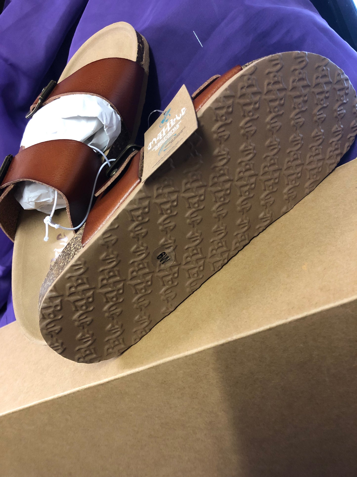 Woman Platform Slide Sandal Size 6 Color: Cognac