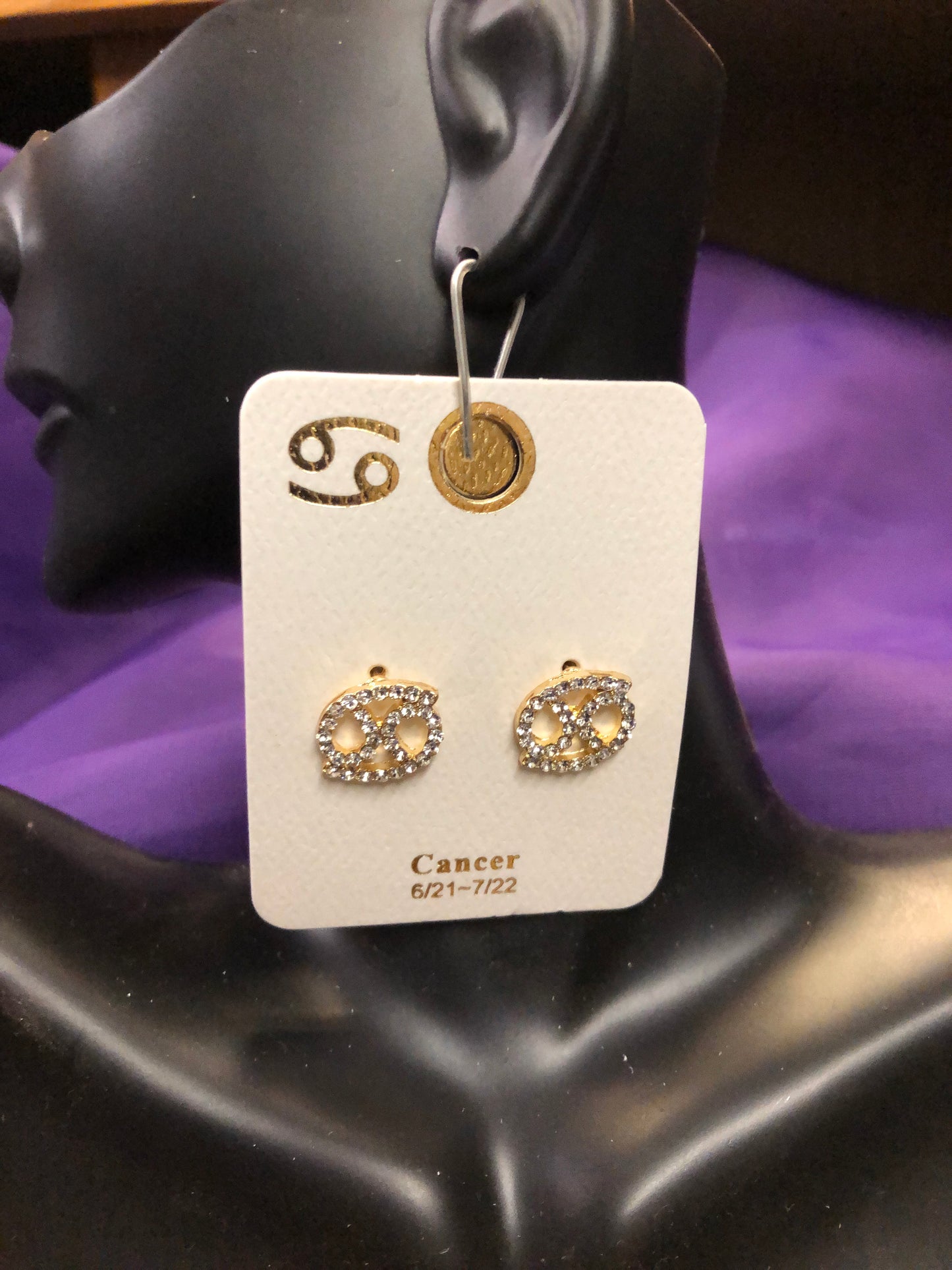 Woman Zodiac Sign Cancer Fashion Earrings Color Gold "New Arrival"