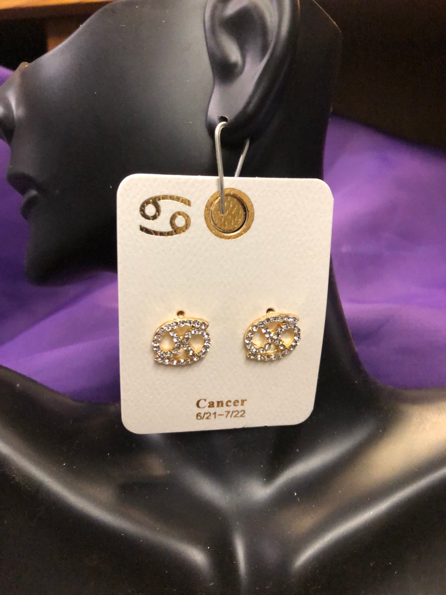 Woman Zodiac Sign Cancer Fashion Earrings Color Gold "New Arrival"