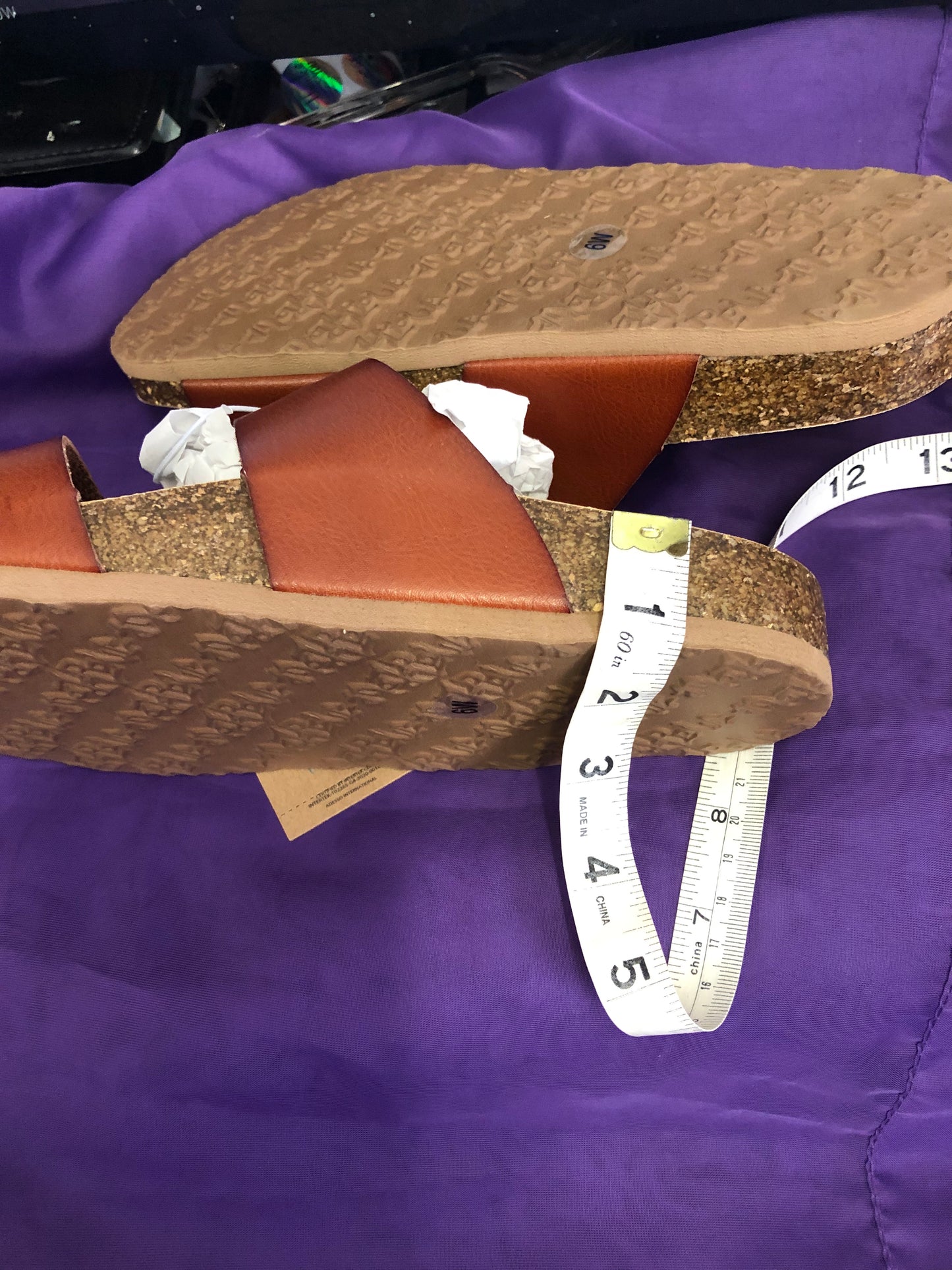 Woman Platform Slide Sandal Size 6 Color: Cognac