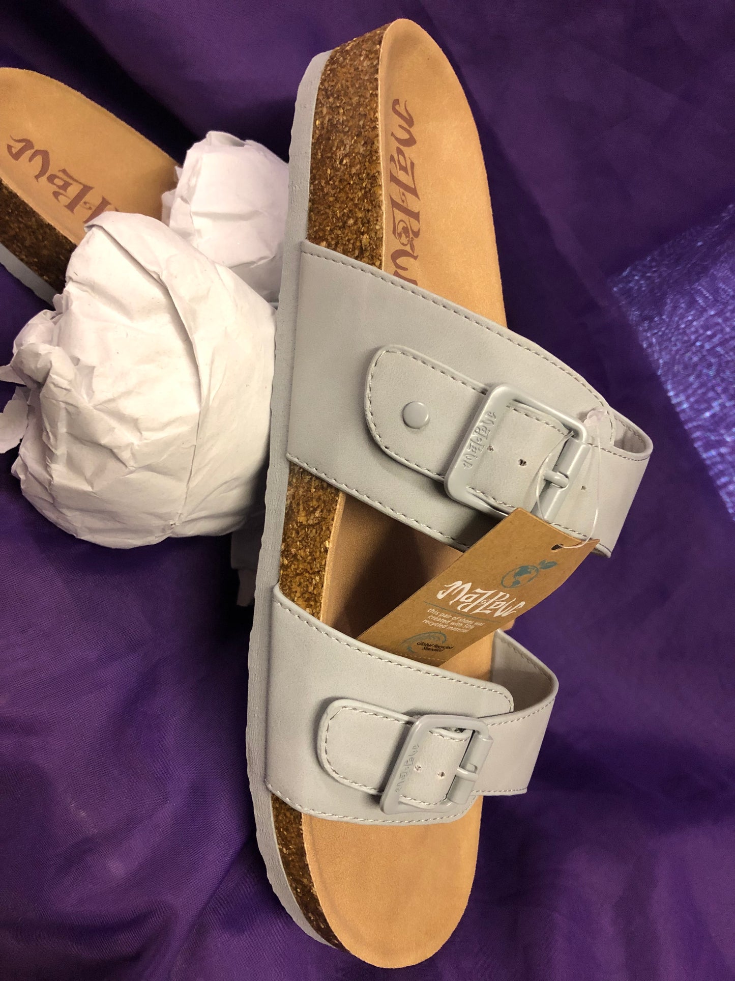 Woman Platform Sandal Slides Color Gray Size 12 By: Mad Love "New Arrival"