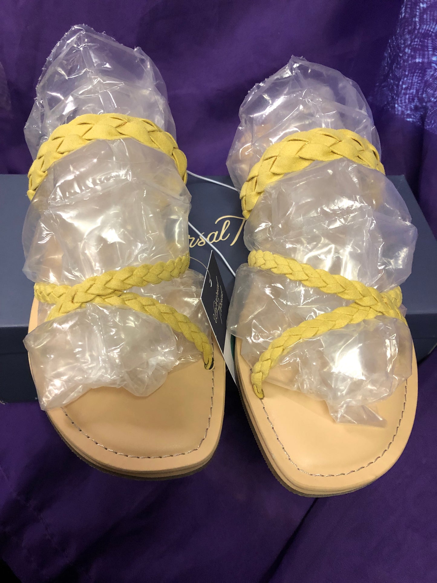 Woman Braided Flat Hilda Sandal Color Yellow Size 8 And 9.5 "New Arrival"