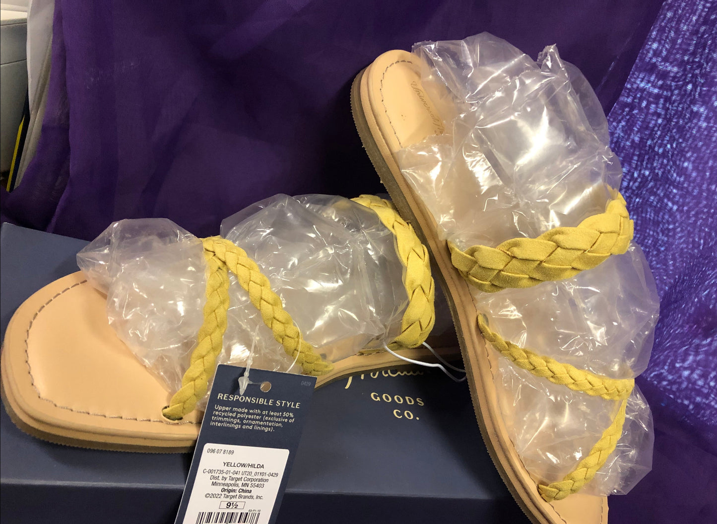 Woman Braided Flat Hilda Sandal Color Yellow Size 8 And 9.5 "New Arrival"