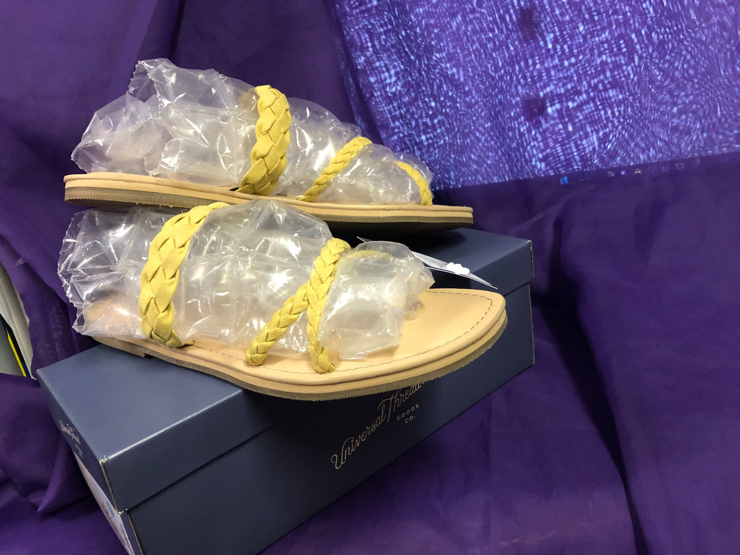 Woman Braided Flat Hilda Sandal Color Yellow Size 8 And 9.5 "New Arrival"