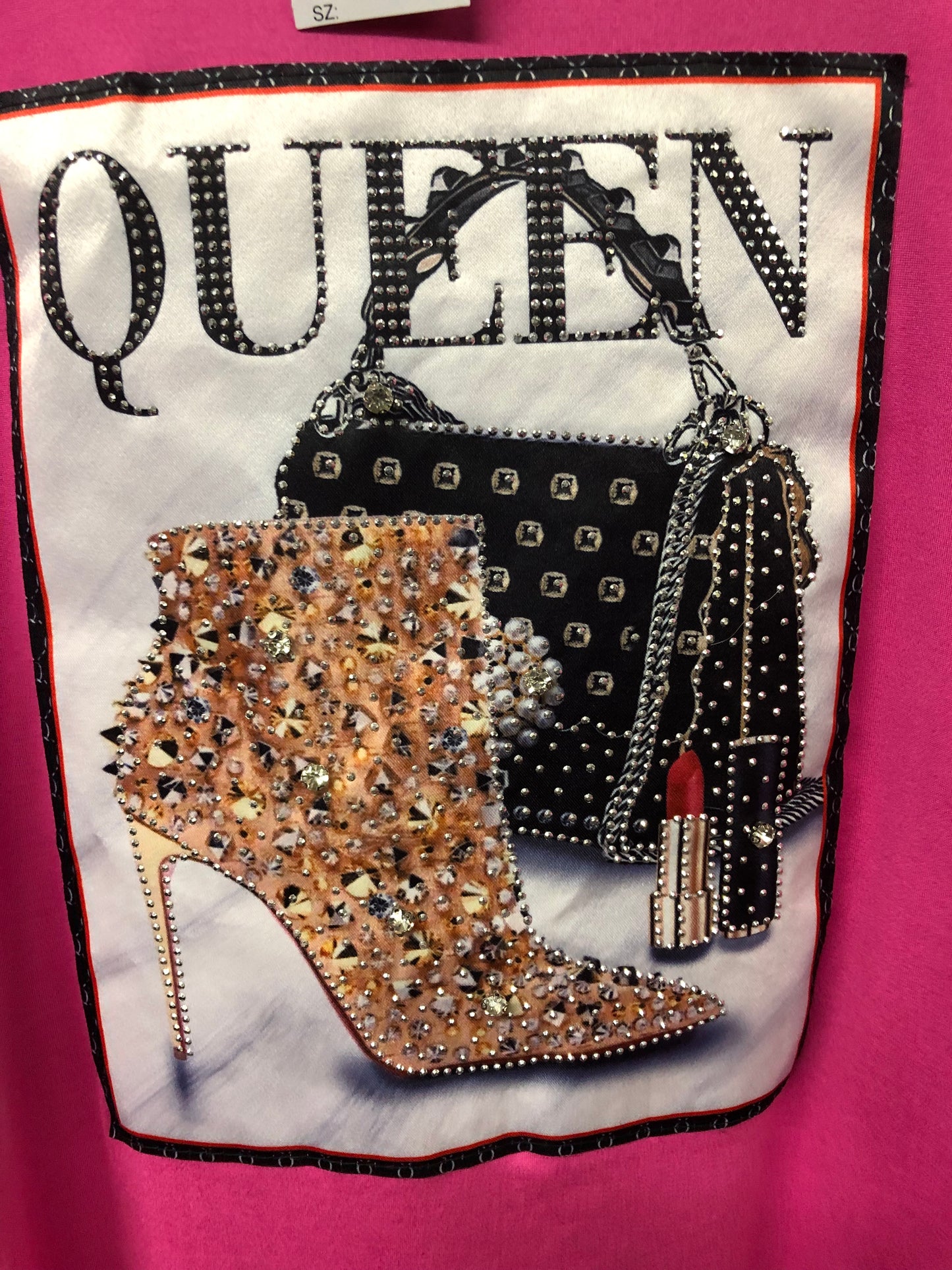 Woman T-Shirt Size 1XL Accented With Bling Color Fuchsia "New Arrival"