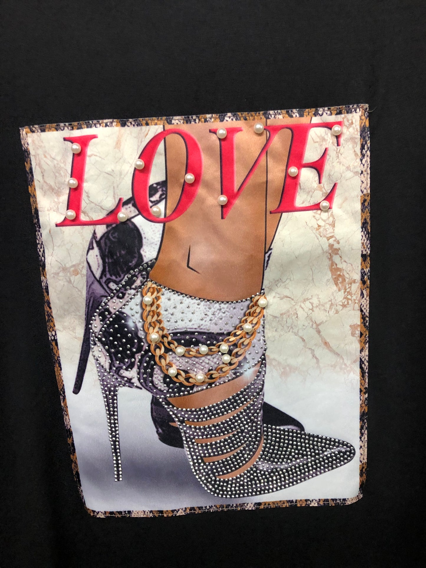 Woman T-Shirt Size 1XL Accented With Bling Color: Black "New Arrival