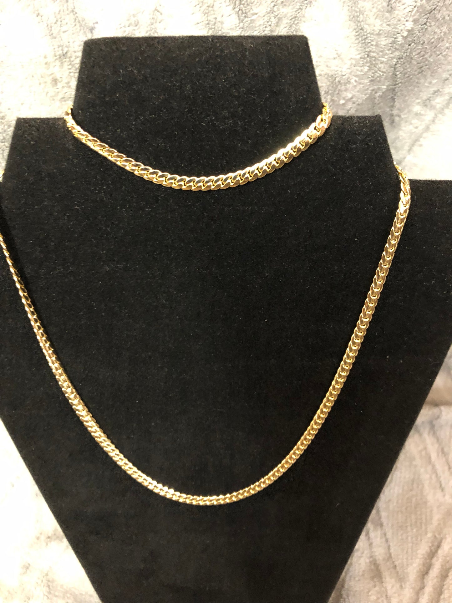 Unisex Gold Plated 14k Snake Cuban Necklace and Bracelet Set