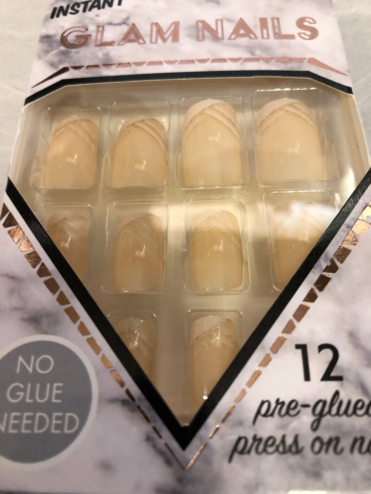 Instant Glam Nails "New Arrivals" 12 Per-Glued Press On Nails No Glue Needed