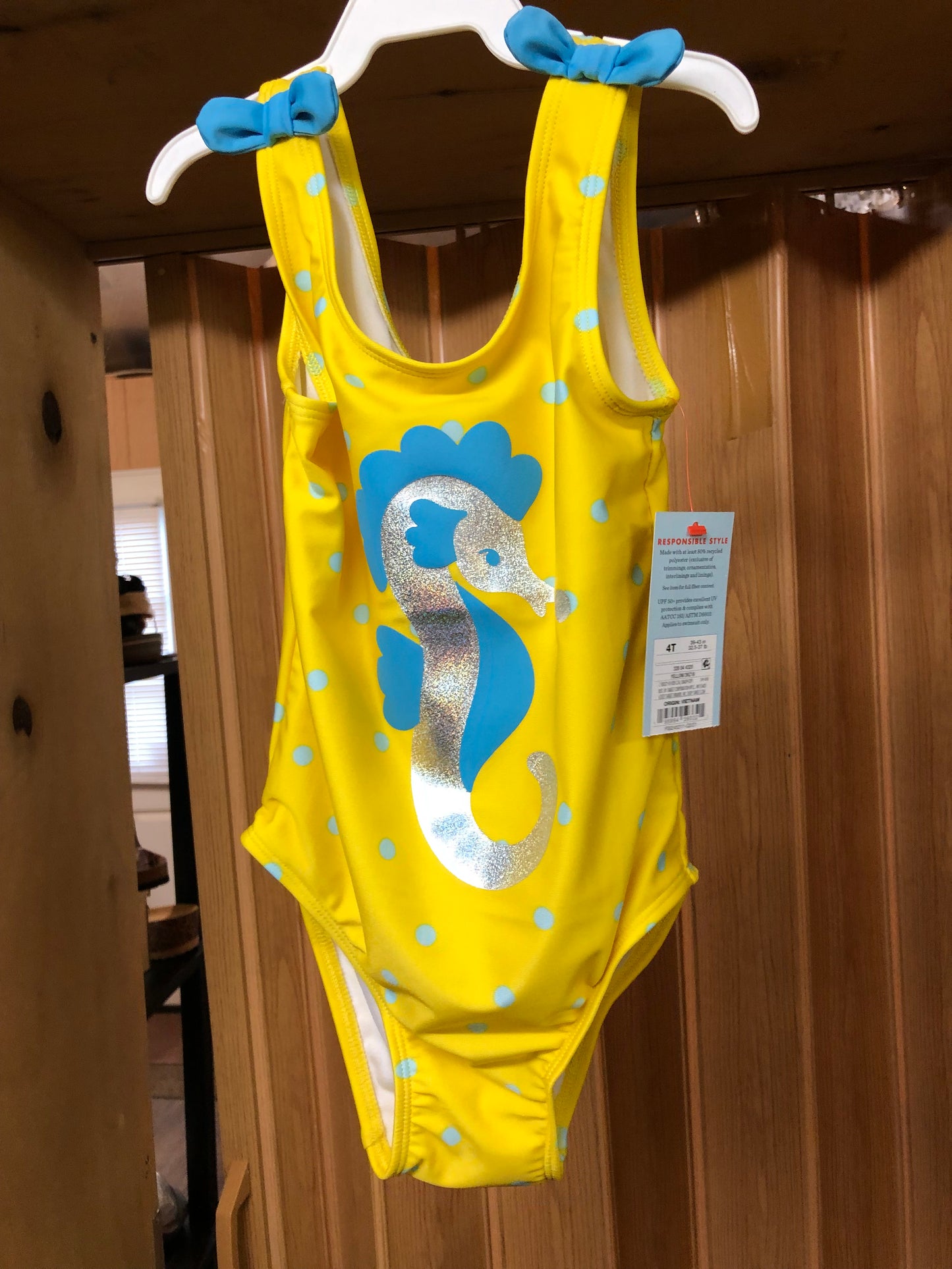 Toddler Girls One Piece Swimsuit Size 4-T By: Cat & Jack Color Yellow "New Arrival"
