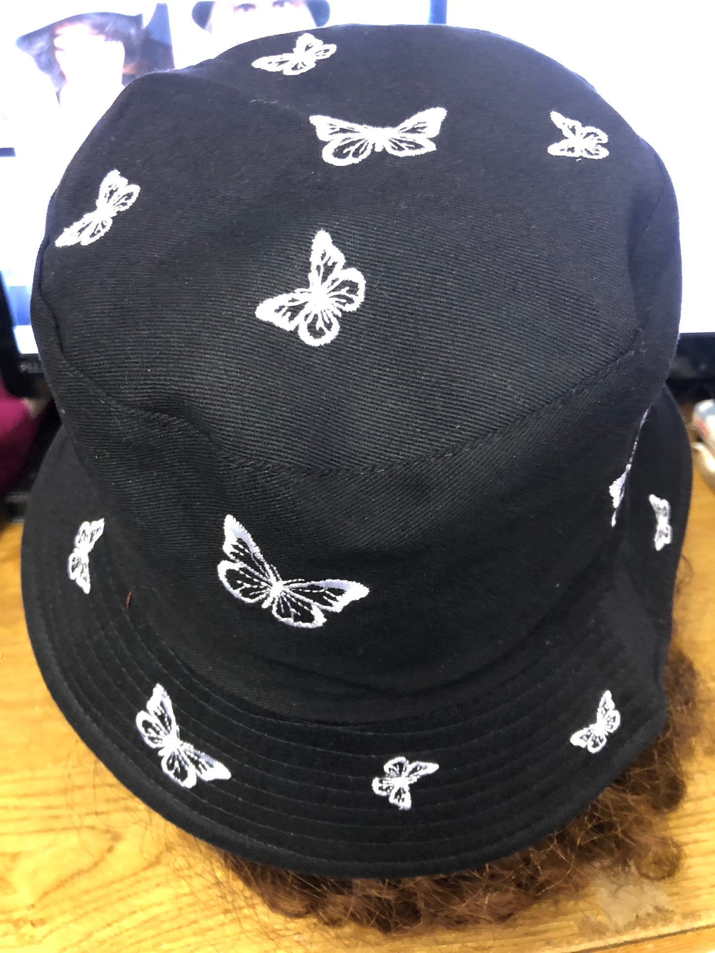 Ebroidered Reversiable Butterfly Hat Color Blk.(SOLD OUT)