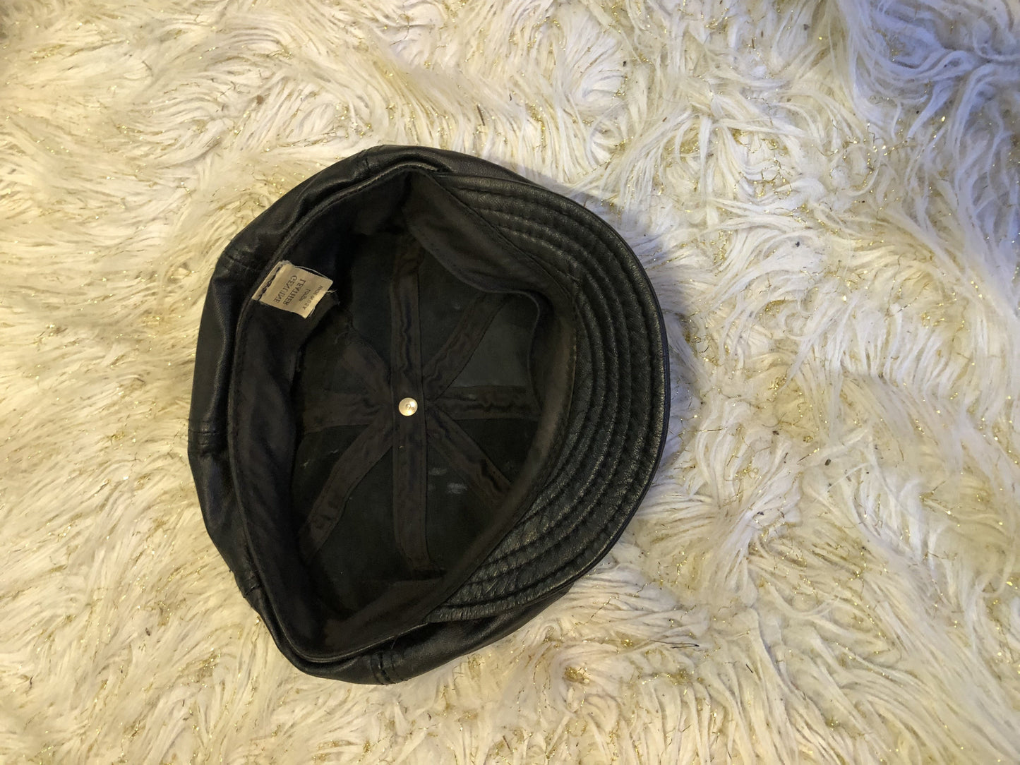 Genuine Leather Unisex Cap Size Large Color Black