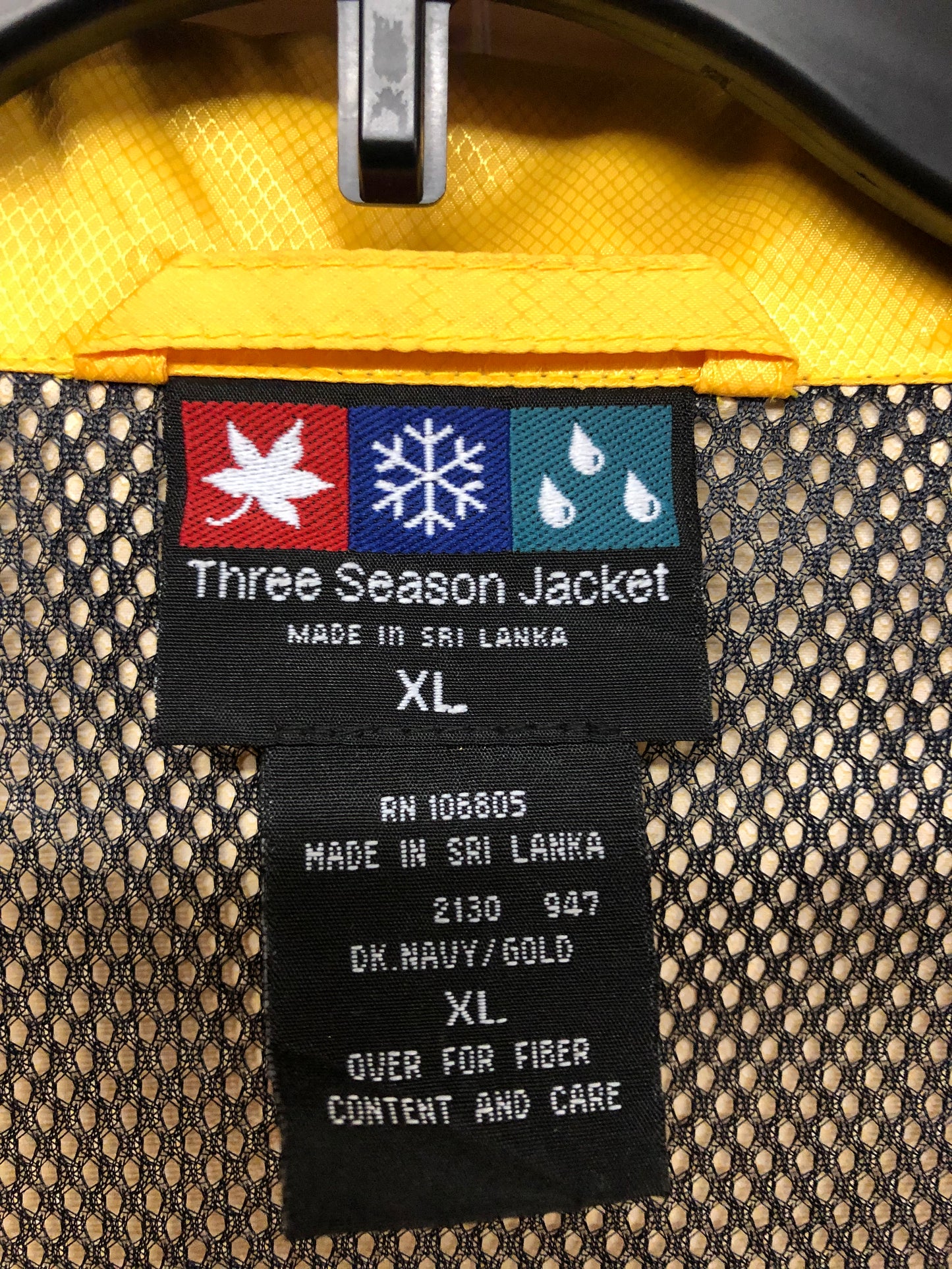 Unisex Three Season Jacket Size XL