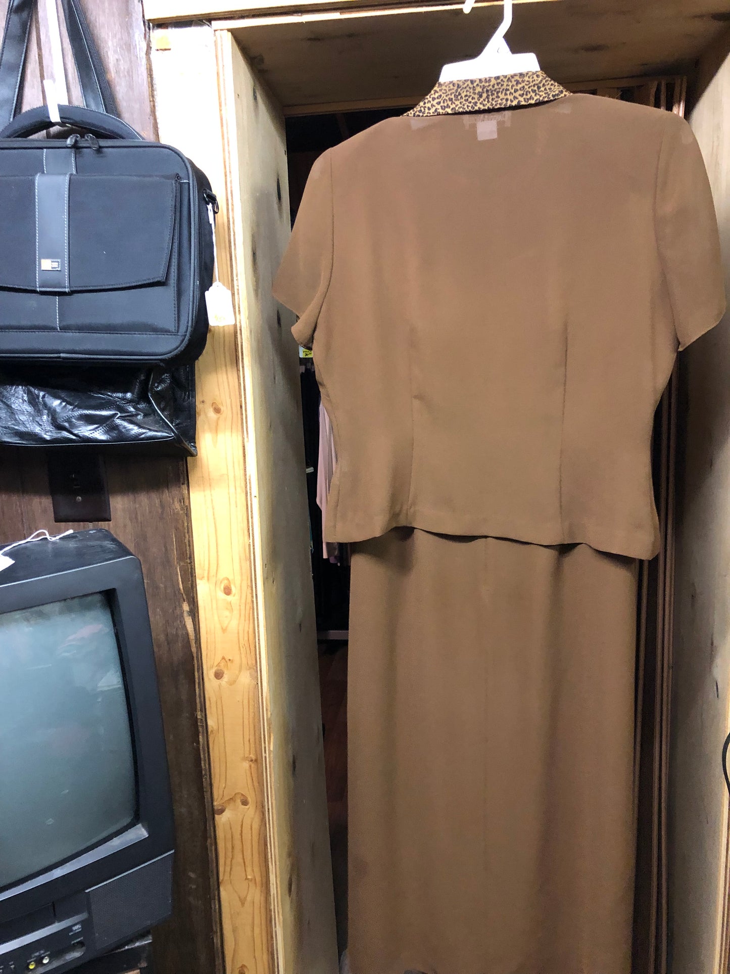 Woman 2Pc. Dress Size 12 Color Brown With Leopard Or Cheetah Trim