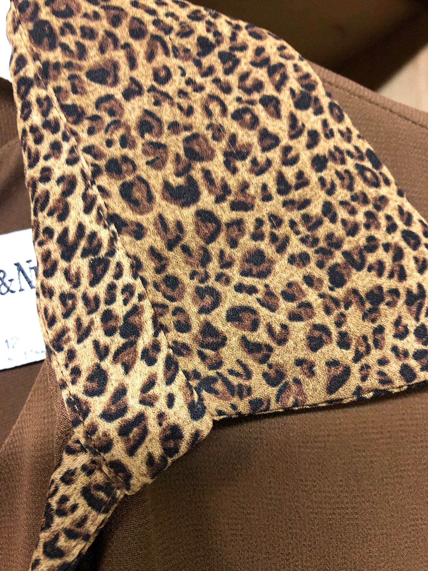 Woman 2Pc. Dress Size 12 Color Brown With Leopard Or Cheetah Trim