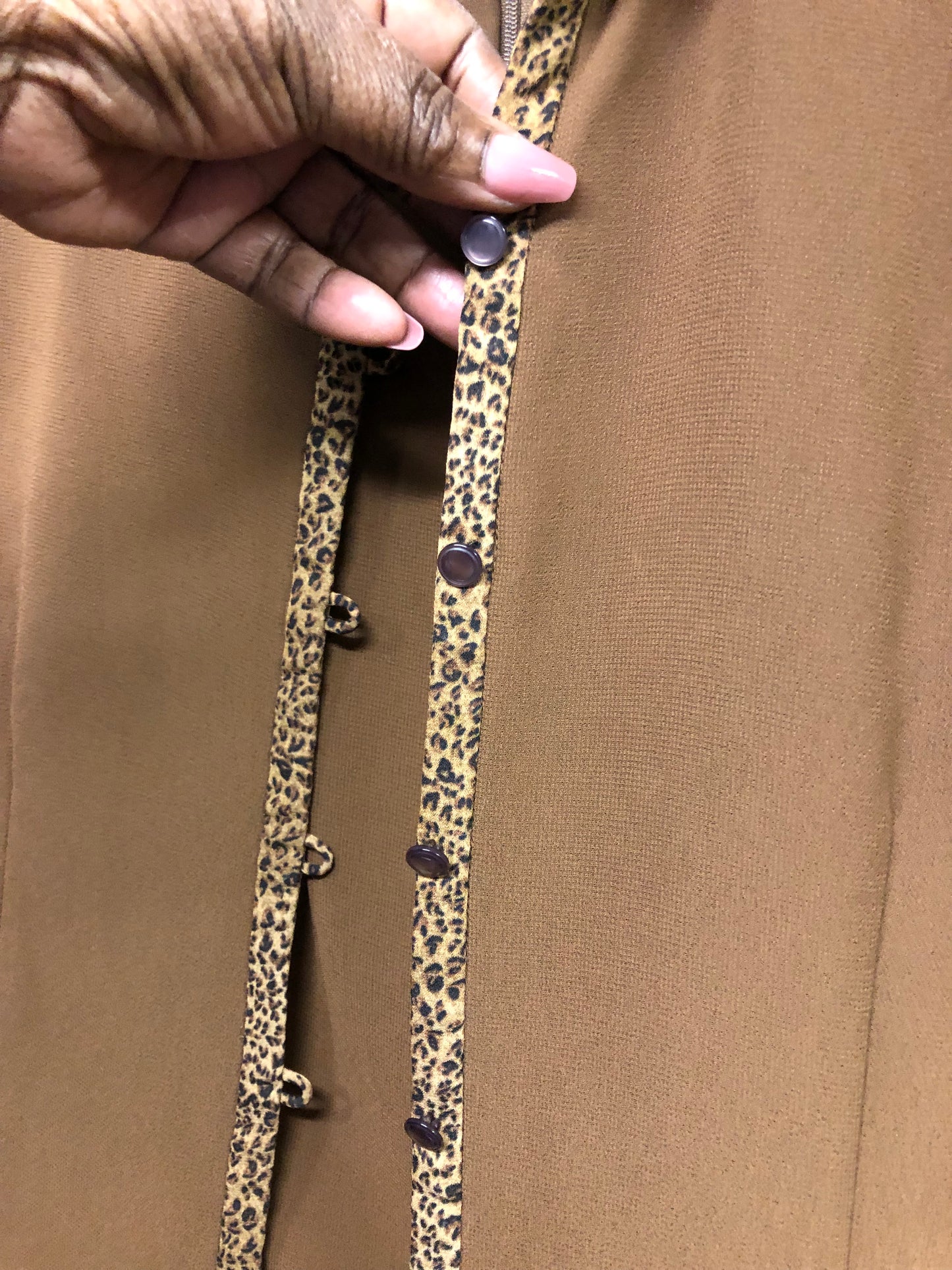Woman 2Pc. Dress Size 12 Color Brown With Leopard Or Cheetah Trim