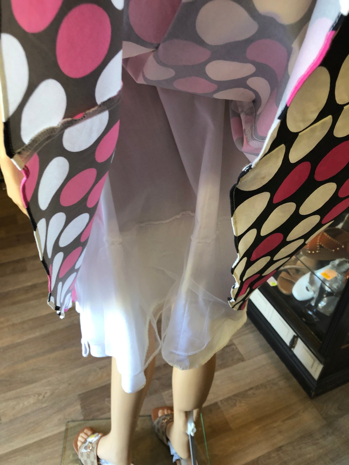 Young Girls Beautiful T-Strap Sun Dress Size 16 Multicolor Polkadot Pink/Blk And White. "Memorial Day Sale"