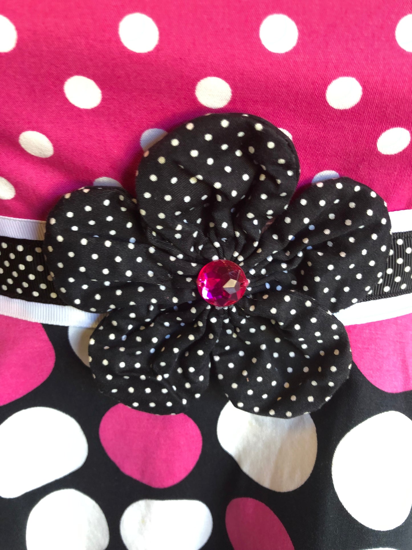Young Girls Beautiful T-Strap Sun Dress Size 16 Multicolor Polkadot Pink/Blk And White. "Memorial Day Sale"